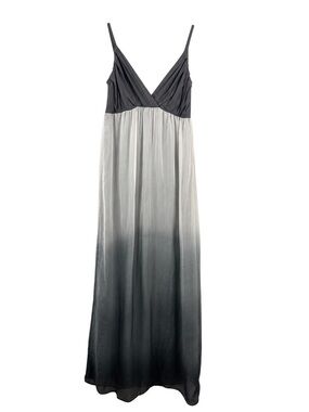 Seasons Maxi Dress sz S Grey Ombre 100% Silk Gown V-Neck fairy boho chic